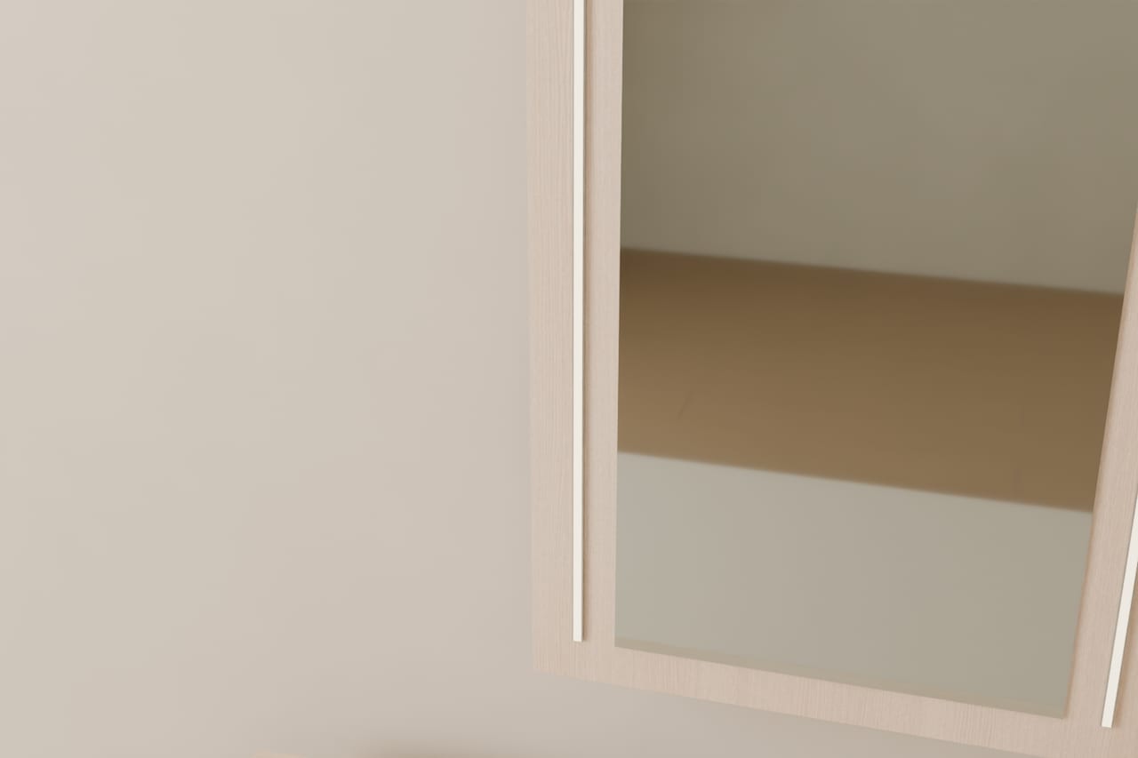 Natura Vanity · makyaj masası · Ayna yanı LED ve meşe pano