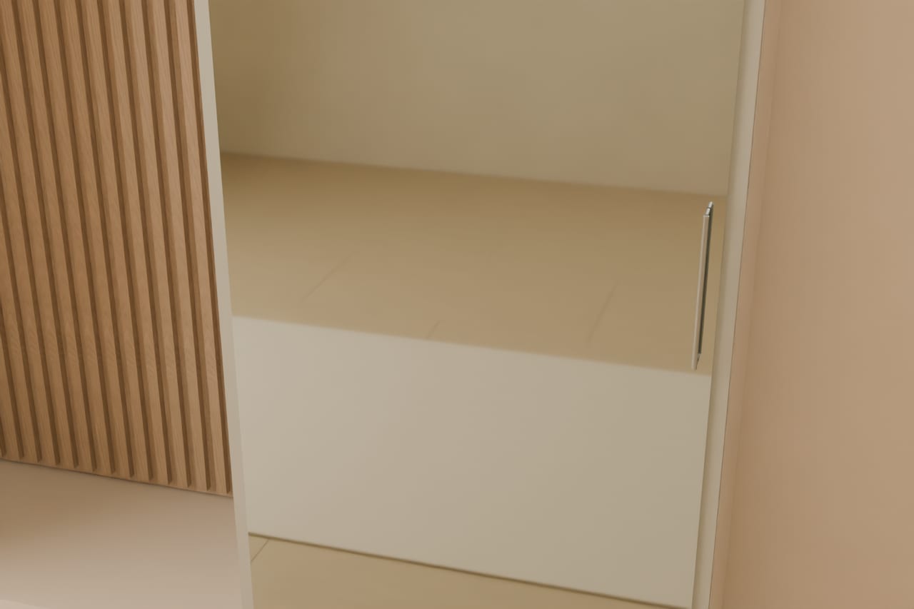 Linea Mirror · aynalı vestiyer · Boy aynası kapak ve nikel kulp